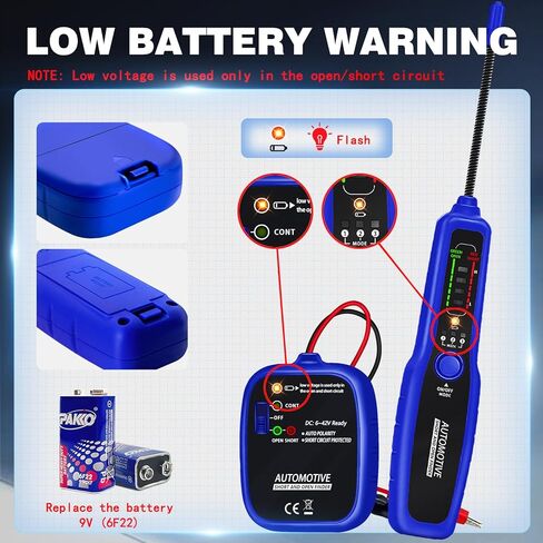 جهاز تتبع أسلاك السيارات الكهربائية المفتوحة والقصيرة، جهاز اختبار الدائرة الكهربائية، جهاز كشف الأعطال، عدة مسبار كابل الحبر، اختبار استمرارية تعقب الأسلاك لتيار مستمر 6-42 فولت in Kuwait