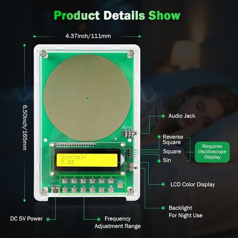 0.01Hz-200kHz Adjustable Frequency Generator for Healing Schumann Sine Waves Resonance Generator 7.83Hz Ultra Low Frequency Generator Resonator with Acrylic Case in Kuwait