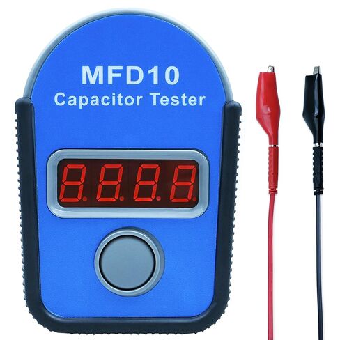 MFD10 Capacitor Tester, Digital Capacitance Meter with LED Display, 0.001µF to 9999µF Range, ±5% Accuracy, for HVAC Appliance Motor Start/Run Capacitor Testing (Black) in Saudi Arabia