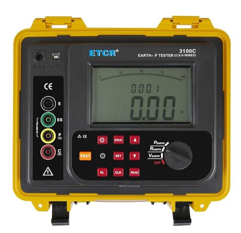 ETCR3100C Soil Resistivity Tester 2, 3, 4‑Wire Digital Ground Resistance Meter Earth Resistance Tester Earth Voltage Tester IP65 Protective Shell 0.00Ω-30.00KΩ /0.00Ωm-9000kΩm /AC 0-600V in Saudi Arabia