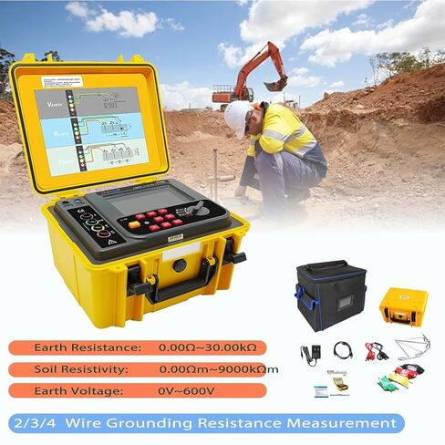 ETCR3100C Soil Resistivity Tester 2, 3, 4‑Wire Digital Ground Resistance Meter Earth Resistance Tester Earth Voltage Tester IP65 Protective Shell 0.00Ω-30.00KΩ /0.00Ωm-9000kΩm /AC 0-600V in Saudi Arabia