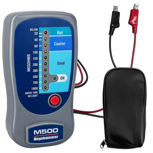 جهاز اختبار مقاومة العزل M500 Megohmmeter متوافق مع Supco M500 Megohmmeter، يقيس 20-1000 ميغا أوم عند 500 فولت مع مؤشرات LED واضحة للكشف السريع عن الأخطاء مع حقيبة حمل ناعمة in Kuwait