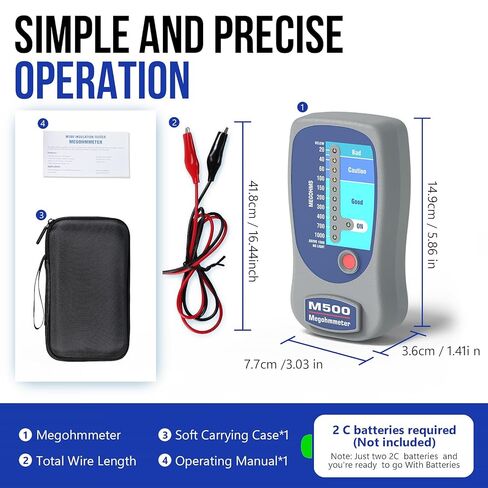 M500 Megohmmeter Tester | Professional HVAC Compressor & Electrical Insulation Tester | Industrial Measuring Instrument for Furniture Maintenance in Saudi Arabia