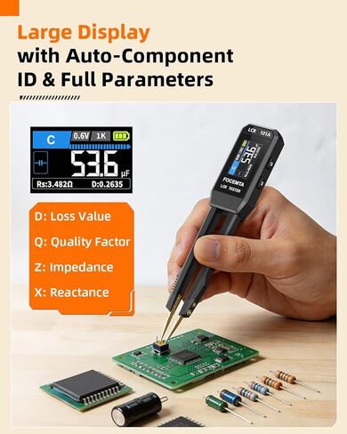 Precision LCR-101A Meter Handheld - Digital LCR Meter Measures Capacitance Inductance Resistance with Auto Component Recognition Electronic Component Analyze in Kuwait