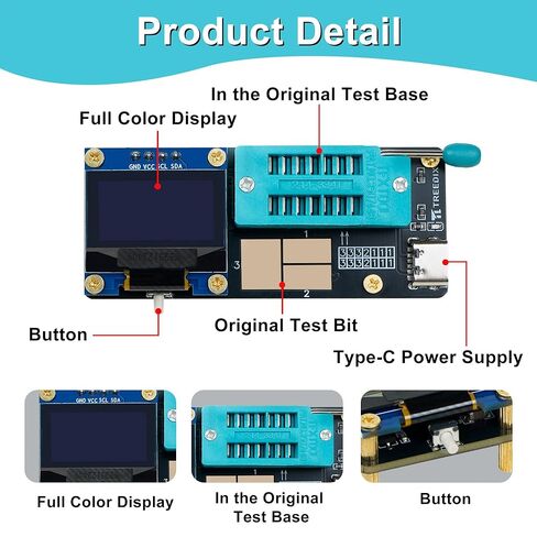 GM328 Transistor Tester – Mosfet Transistor Capacitor Tester, LCR/ESR Meter, SMD Electronic Component Tester for Diode/MOSFET/Capacitor/Resistor (PNP/NPN/Triode/Zener) in Saudi Arabia