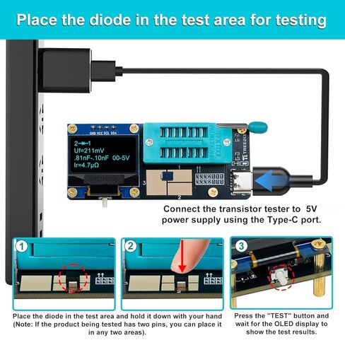 GM328 Transistor Tester – Mosfet Transistor Capacitor Tester, LCR/ESR Meter, SMD Electronic Component Tester for Diode/MOSFET/Capacitor/Resistor (PNP/NPN/Triode/Zener) in Saudi Arabia