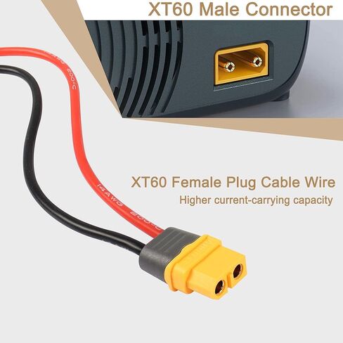 كابل XT60 أنثى إلى التمساح، كابل موصل XT60 مع مشبك بطارية ومشبك بطارية لمحطة الطاقة - 53 سم in Saudi Arabia