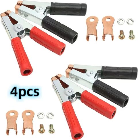 4-Pack Large Size Insulated Alligator Clips Electrical, 500A Spring Loaded Battery Charger Clamps for Car/Truck Battery & Industrial Electric Testing (Black and Red) in Kuwait