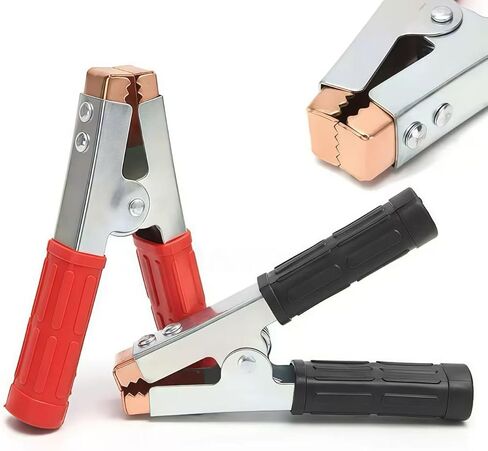 4-Pack Large Size Insulated Alligator Clips Electrical, 500A Spring Loaded Battery Charger Clamps for Car/Truck Battery & Industrial Electric Testing (Black and Red) in Kuwait