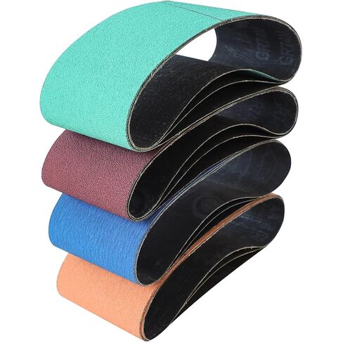 12 Pcs 3" x 21" Sanding Belts for Belt Sander, Assorted Grits (3 Each of 80 120 150 240), Aluminum Oxide Sanding Belts for Woodworking Metal Polishing Knife Sharpening in Kuwait