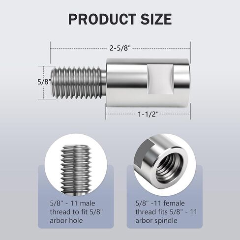 موسع مجرى الهواء، عمود تمديد عجلة تلميع مجرى الهواء، محول ممتد 5/8 بوصة - 11 خيط، ملحقات طاحونة زاوية عالمية، لمجموعة تلميع عجلات الألومنيوم - مجموعة واحدة in Kuwait