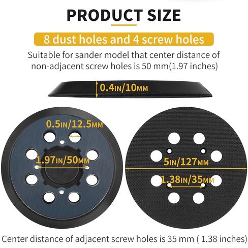 Sander Pad Replacement for Dewalt, 2 Pack 5" 8 Hole Hook and Loop Orbital Sander Pad Compatible with DeWalt DWE6421 6421K DWE6423 6423K DCW210B Random Orbital Sanders (4 Screw Holes) in Kuwait