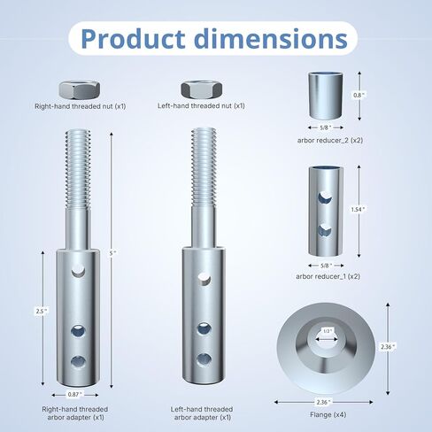 Neeki 1 زوج طاحونة مقاعد البدلاء تمديد عمود المحرك الأيسر والأيمن للتلميع، محول عمود المحرك الملولب 1/2 بوصة و5/8 بوصة in Kuwait