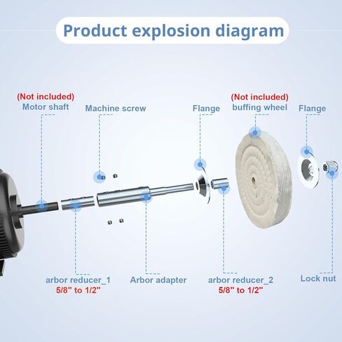 Neeki 1 زوج طاحونة مقاعد البدلاء تمديد عمود المحرك الأيسر والأيمن للتلميع، محول عمود المحرك الملولب 1/2 بوصة و5/8 بوصة in Kuwait