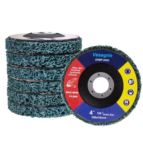 أقراص تجريد 4 بوصة، أقراص إزالة الصدأ، إزالة الطلاء والأكسدة، أقراص تنظيف أربور 5/8 بوصة، عجلة طحن بزاوية قرص بولي - 6 عبوات (أخضر) in Kuwait