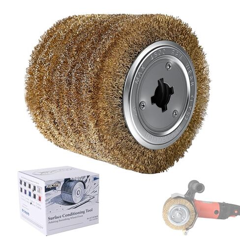 أداة تكييف سطح الأسلاك الفولاذية الملتوية مقاس 11.43 سم × 10.16 سم، عجلة سحب الأسلاك لآلات التلميع، أسطوانة كاشطة عالية الكفاءة لإزالة الصدأ والبقع والآلات الخشنة in Kuwait