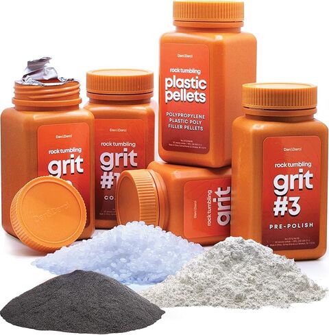 Dan&Darci Rock Tumbler Grit Refill Kit - 3.5 Pounds Grits Media + Poly Plastic Pellets - Rocks Polishing Refills for Any Brand Tumblers - Polish Tumbling Supplies Set - Stone Polisher in Saudi Arabia