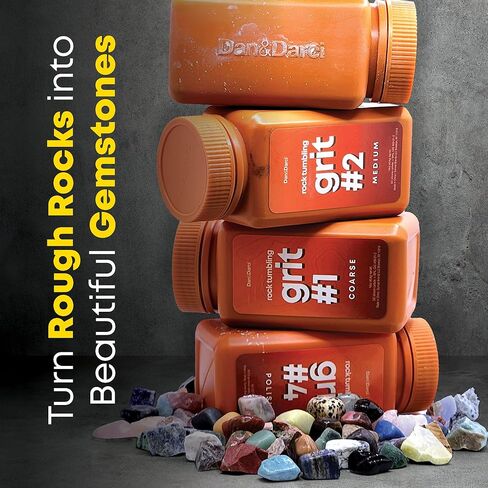 Dan&Darci Rock Tumbler Grit Refill Kit - 3.5 Pounds Grits Media + Poly Plastic Pellets - Rocks Polishing Refills for Any Brand Tumblers - Polish Tumbling Supplies Set - Stone Polisher in Saudi Arabia
