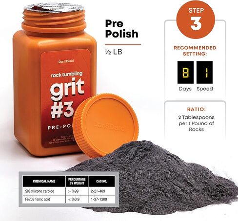 Dan&Darci Rock Tumbler Grit Refill Kit - 3.5 Pounds Grits Media + Poly Plastic Pellets - Rocks Polishing Refills for Any Brand Tumblers - Polish Tumbling Supplies Set - Stone Polisher in Saudi Arabia