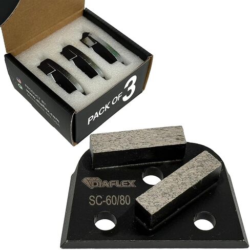 Diaflex Double Bar Grinding Tool, (SC) 60/80 Grit Hard Bond, Quick Change Dovetail Trapezoid for Concrete Floor Preparation, Compatible with Lavina, EDCO & Bartell Global, Pack of 3 in Saudi Arabia