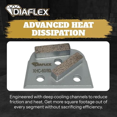 أداة طحن بقضيب مزدوج من Diaflex، (XHC) 60/80 حبيبة فائقة النعومة، شبه منحرف سريع التغيير لإعداد الأرضية الخرسانية، متوافقة مع Lavina وEDCO & Bartell Global، عبوة من 3 قطع in Saudi Arabia