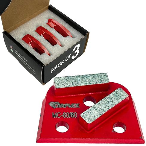 أداة طحن بقضيب مزدوج من Diaflex، (MC) 60/80 حبيبة متوسطة الحجم، شبه منحرف سريع التغيير لإعداد الأرضيات الخرسانية، متوافقة مع Lavina وEDCO & Bartell Global، عبوة من 3 قطع in Saudi Arabia