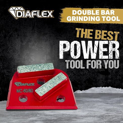 أداة طحن بقضيب مزدوج من Diaflex، (MC) 60/80 حبيبة متوسطة الحجم، شبه منحرف سريع التغيير لإعداد الأرضيات الخرسانية، متوافقة مع Lavina وEDCO & Bartell Global، عبوة من 3 قطع in Saudi Arabia