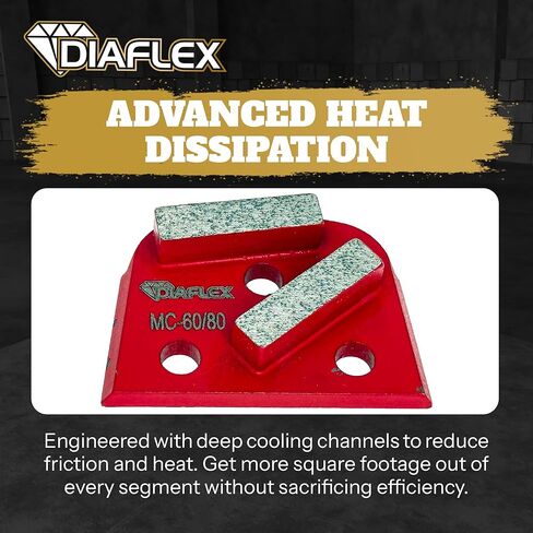 أداة طحن بقضيب مزدوج من Diaflex، (MC) 60/80 حبيبة متوسطة الحجم، شبه منحرف سريع التغيير لإعداد الأرضيات الخرسانية، متوافقة مع Lavina وEDCO & Bartell Global، عبوة من 3 قطع in Saudi Arabia