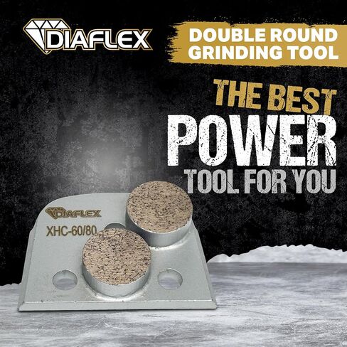 Diaflex Double Round Grinding Tool, (XHC) 60/80 Grit Extra Soft Bond, Quick Change Dovetail Trapezoid for Concrete Floor Preparation, Compatible w/Lavina, EDCO & Bartell Global, 3 Pack in Saudi Arabia