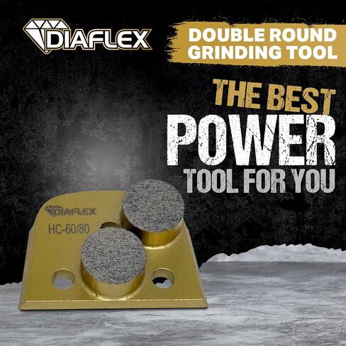 Diaflex Double Round Grinding Tool, (HC) 60/80 Grit Hard Bond, Quick Change Dovetail Trapezoid for Concrete Floor Preparation, Compatible with Lavina, EDCO & Bartell Global, 3 Pack in Saudi Arabia