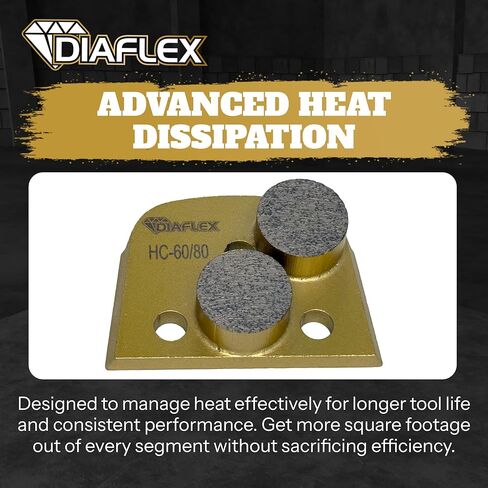 Diaflex Double Round Grinding Tool, (HC) 60/80 Grit Hard Bond, Quick Change Dovetail Trapezoid for Concrete Floor Preparation, Compatible with Lavina, EDCO & Bartell Global, 3 Pack in Saudi Arabia