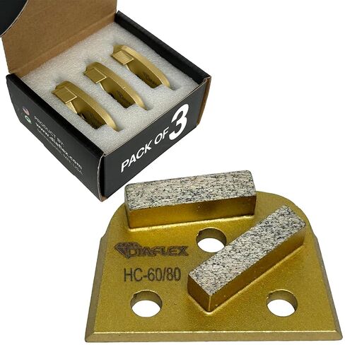 أداة طحن بقضيب مزدوج من Diaflex، (HC) 60/80 حبيبة ناعمة، شبه منحرف سريع التغيير لإعداد الأرضية الخرسانية، متوافقة مع Lavina وEDCO & Bartell Global، عبوة من 3 قطع in Saudi Arabia
