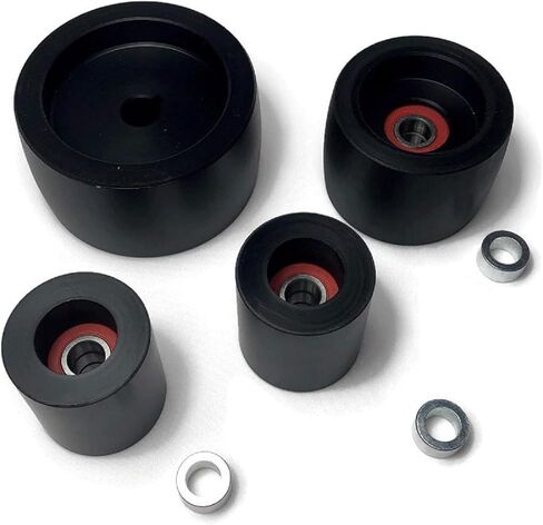 مجموعة عجلات جلاخة الحزام 2 × 72 - عجلة قيادة Delrin Polyacetal مقاس 4 بوصة، تجويف 7/8 بوصة، وعجلة تتبع مقاس 3 بوصة، وعجلة وسيطة مقاس 2 بوصة لصنع السكاكين وطحن المعادن in Kuwait