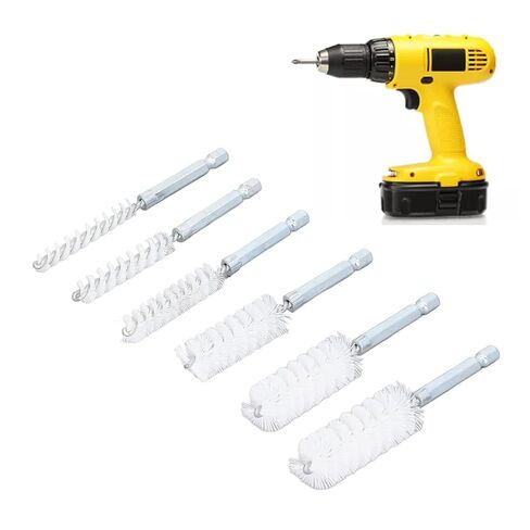 Drill Bore Cleaning Brush Set, 6 Piece Nylon White Wire Brushes, 1/4 Inch Hex Shank for Electric Drill Die Grinder in Kuwait