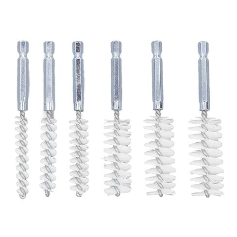Drill Bore Cleaning Brush Set, 6 Piece Nylon White Wire Brushes, 1/4 Inch Hex Shank for Electric Drill Die Grinder in Kuwait