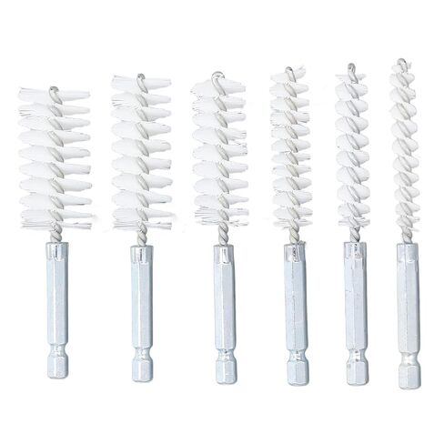 Drill Bore Cleaning Brush Set, 6 Piece Nylon White Wire Brushes, 1/4 Inch Hex Shank for Electric Drill Die Grinder in Kuwait