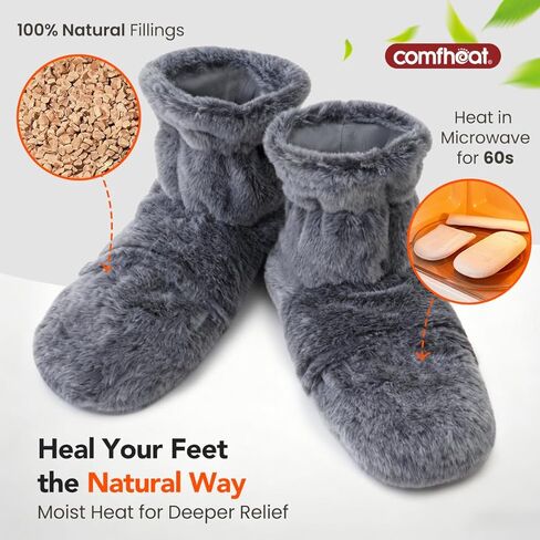 Microwavable Booties and Feet Warmers for Women & Men Microwave Heated Foot Warmer Moist Heat Therapy for Cold Feet Relieving Stiffness, Sore Muscles, Plantar Fascitis, Gray, L in Kuwait