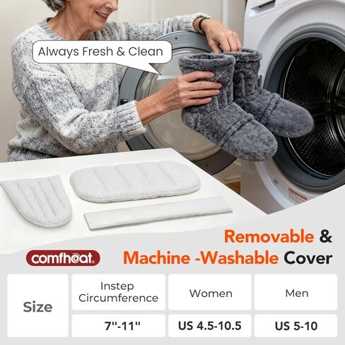 Microwavable Booties and Feet Warmers for Women & Men Microwave Heated Foot Warmer Moist Heat Therapy for Cold Feet Relieving Stiffness, Sore Muscles, Plantar Fascitis, Gray, L in Kuwait