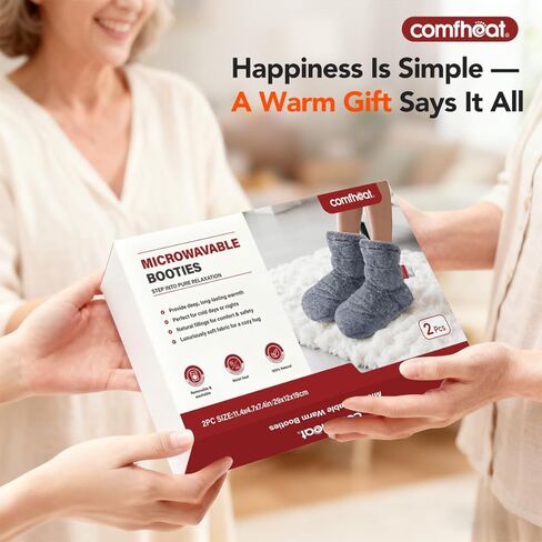 Microwavable Booties and Feet Warmers for Women & Men Microwave Heated Foot Warmer Moist Heat Therapy for Cold Feet Relieving Stiffness, Sore Muscles, Plantar Fascitis, Gray, L in Kuwait