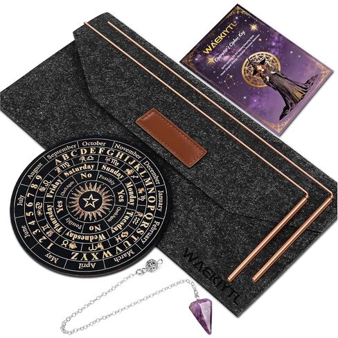 Copper Dowsing Rods Kit - 99.9% Pure Copper Divining Rods with Gift Bag Pendulum Board Set Spiritual Exploration Divination Tools for Water Divining Witching, Energy Healing, Paranormal, Ghost Hunting in Kuwait