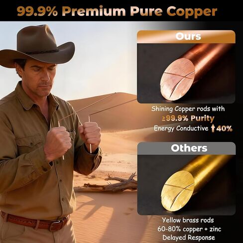 Copper Dowsing Rods Kit - 99.9% Pure Copper Divining Rods with Gift Bag Pendulum Board Set Spiritual Exploration Divination Tools for Water Divining Witching, Energy Healing, Paranormal, Ghost Hunting in Kuwait
