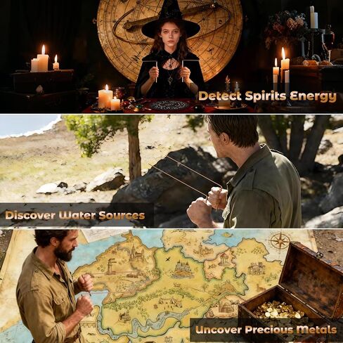 Copper Dowsing Rods Kit - 99.9% Pure Copper Divining Rods with Gift Bag Pendulum Board Set Spiritual Exploration Divination Tools for Water Divining Witching, Energy Healing, Paranormal, Ghost Hunting in Kuwait