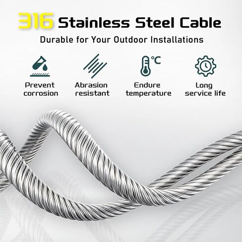 2.2 lb Zinc Sacrificial Anode for Boat Lift Systems, 10 ft 316 Stainless Steel Cable, Hanging Protection Zinc Anode for Dock, Including Crimps for Easy Installation in Saudi Arabia