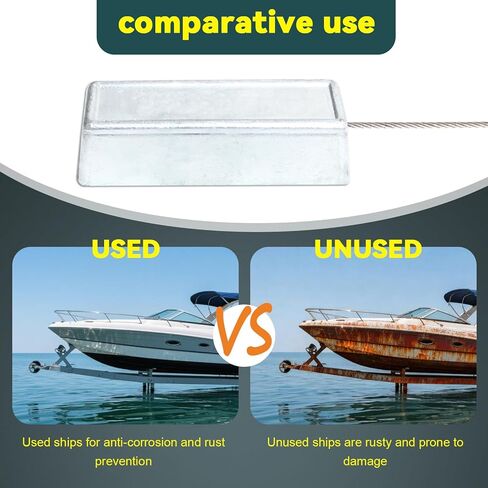 2.2 lb Zinc Sacrificial Anode for Boat Lift Systems, 10 ft 316 Stainless Steel Cable, Hanging Protection Zinc Anode for Dock, Including Crimps for Easy Installation in Saudi Arabia