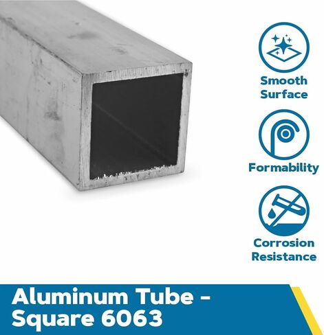 OnlineMetals Aluminum 6063-T52 Square Tubing, ASTM B221, 2" x 2", 1/8" Wall, 36" Length | Aluminum Square Tube, Structural Metal Tube for Framing, Fabrication, Architectural Projects in Saudi Arabia