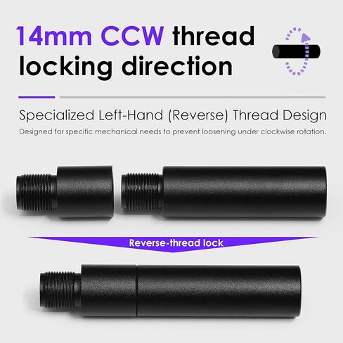 مجموعة أنابيب موصل ألومنيوم CCW من 14 مم إلى 14 مم CCW (5 عبوات) | ماكينة CNC 6061-T6 | 0.8 بوصة / 1.6 بوصة / 2.4 بوصة / 3.9 بوصة / 6.3 بوصة أنابيب تمديد قابلة للتكديس | M14x1 الخيط الأيسر | القطر الخارجي 0.75 بوصة (19 ملم) in Saudi Arabia