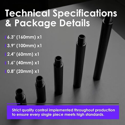 مجموعة أنابيب موصل ألومنيوم CCW من 14 مم إلى 14 مم CCW (5 عبوات) | ماكينة CNC 6061-T6 | 0.8 بوصة / 1.6 بوصة / 2.4 بوصة / 3.9 بوصة / 6.3 بوصة أنابيب تمديد قابلة للتكديس | M14x1 الخيط الأيسر | القطر الخارجي 0.75 بوصة (19 ملم) in Saudi Arabia