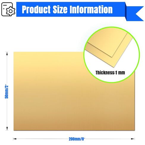 Brass Sheet,4" x 8" 1mm Thick (18 Gauge) Brass Plate,99.9% Pure Brass Metal for Engraving, Jewelry Making, DIY, Crafting, Electrical & Industrial Use (2 Pack) in Kuwait