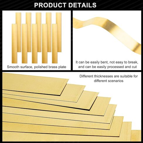 20 قطعة من شريط النحاس، صفائح نحاسية، حشوات معدنية متنوعة، عرض 1 بوصة × طول 12 بوصة، 0.004 بوصة in Kuwait