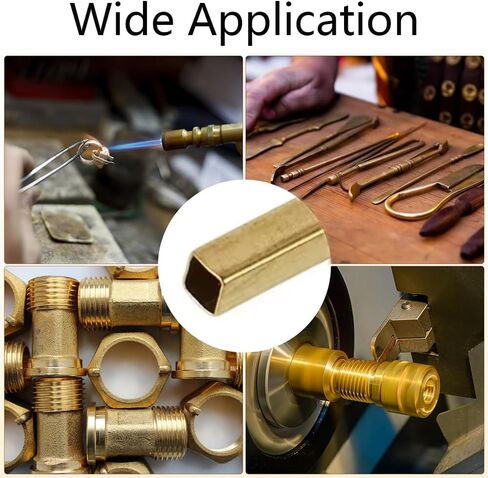 2Pcs Brass Square Tubes - 10 * 10mm (0.039" Wall Thickness, 9.8" Length) - Solid Brass Hollow Square Tube for DIY, Craft, Structural Support, and Decorative Projects in Saudi Arabia